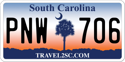 SC license plate PNW706