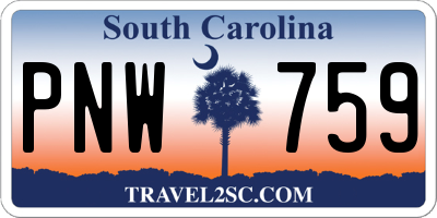 SC license plate PNW759