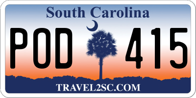 SC license plate POD415