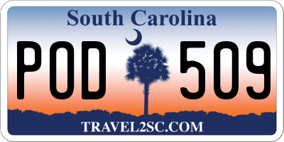 SC license plate POD509