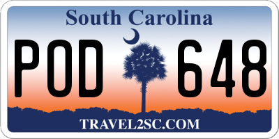SC license plate POD648