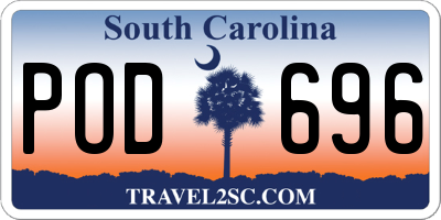 SC license plate POD696