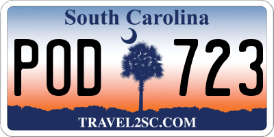 SC license plate POD723