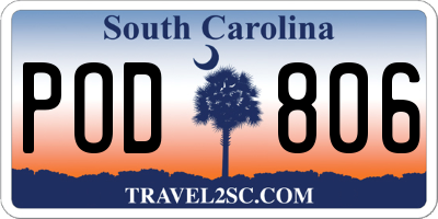 SC license plate POD806