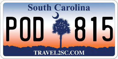 SC license plate POD815
