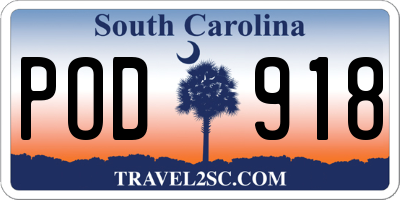 SC license plate POD918