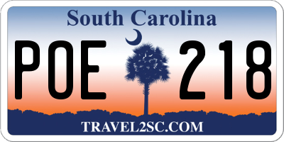 SC license plate POE218