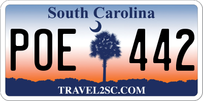 SC license plate POE442