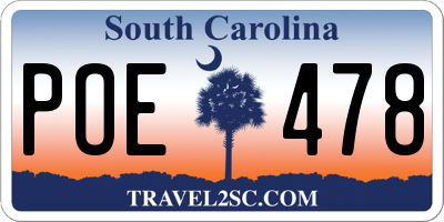 SC license plate POE478