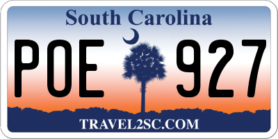 SC license plate POE927