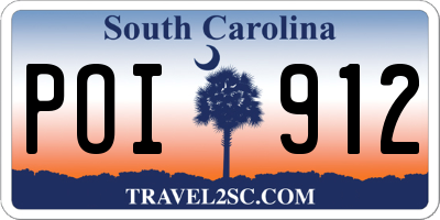 SC license plate POI912