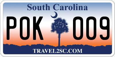 SC license plate POK009