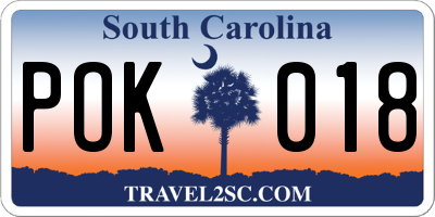 SC license plate POK018