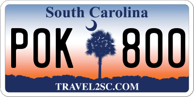 SC license plate POK800