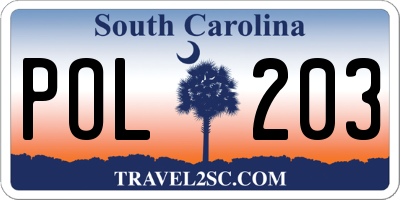 SC license plate POL203