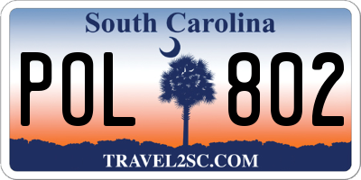 SC license plate POL802