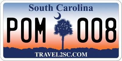 SC license plate POM008