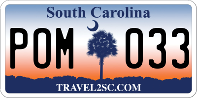 SC license plate POM033