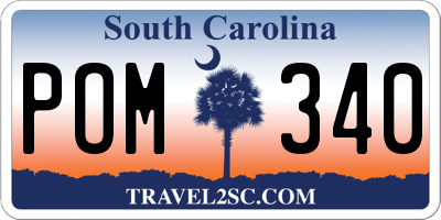 SC license plate POM340