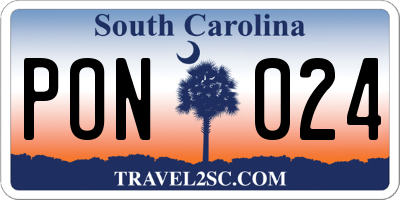 SC license plate PON024