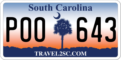 SC license plate POO643