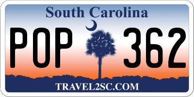 SC license plate POP362
