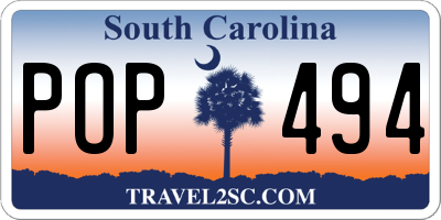 SC license plate POP494