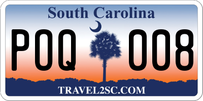 SC license plate POQ008