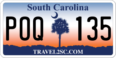SC license plate POQ135