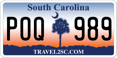 SC license plate POQ989