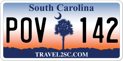 SC license plate POV142