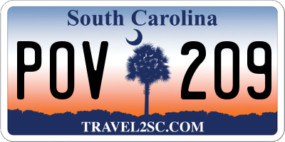 SC license plate POV209