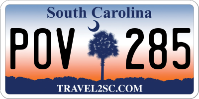 SC license plate POV285
