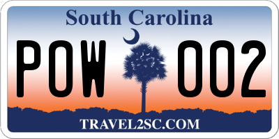 SC license plate POW002