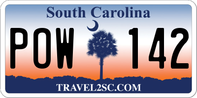 SC license plate POW142