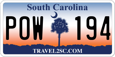 SC license plate POW194