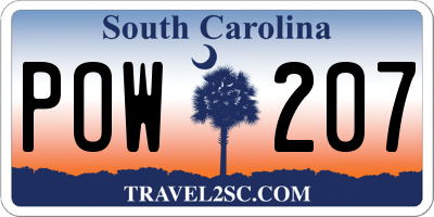 SC license plate POW207
