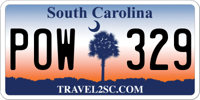 SC license plate POW329