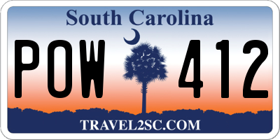 SC license plate POW412