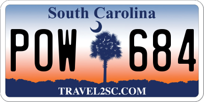 SC license plate POW684