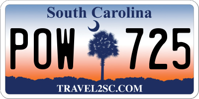 SC license plate POW725