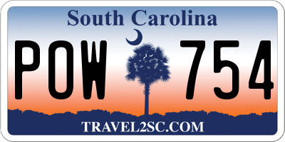 SC license plate POW754
