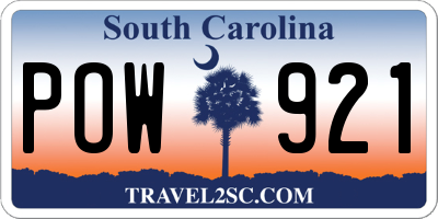 SC license plate POW921