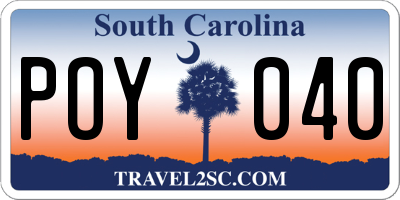 SC license plate POY040