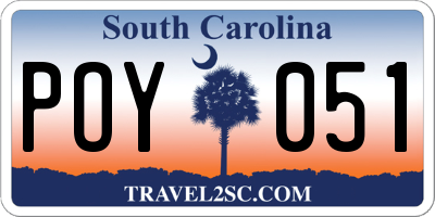 SC license plate POY051