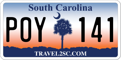 SC license plate POY141