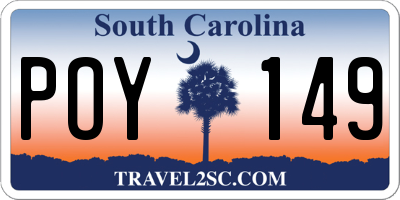 SC license plate POY149