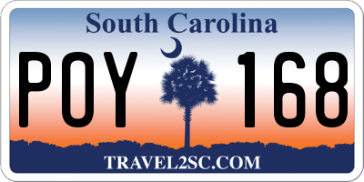 SC license plate POY168