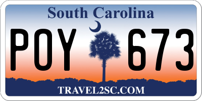 SC license plate POY673