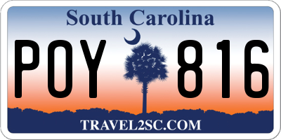 SC license plate POY816